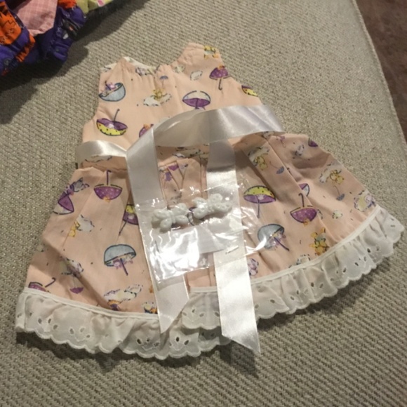 Pink dress with ribbon tie, hair bows for 18 “ doll or Bear, fit American Girl - Picture 7 of 7